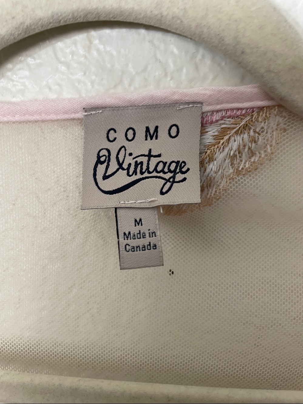 Como Vintage Pale Pink embroidered sheer robe duster feminine romantic M - Picture 2 of 6